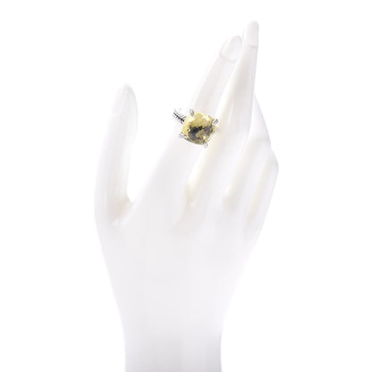 David Yurman Sterling Silver Diamond Lemon Citrine 14mm Chatelaine Ring 52 6 2 of 5