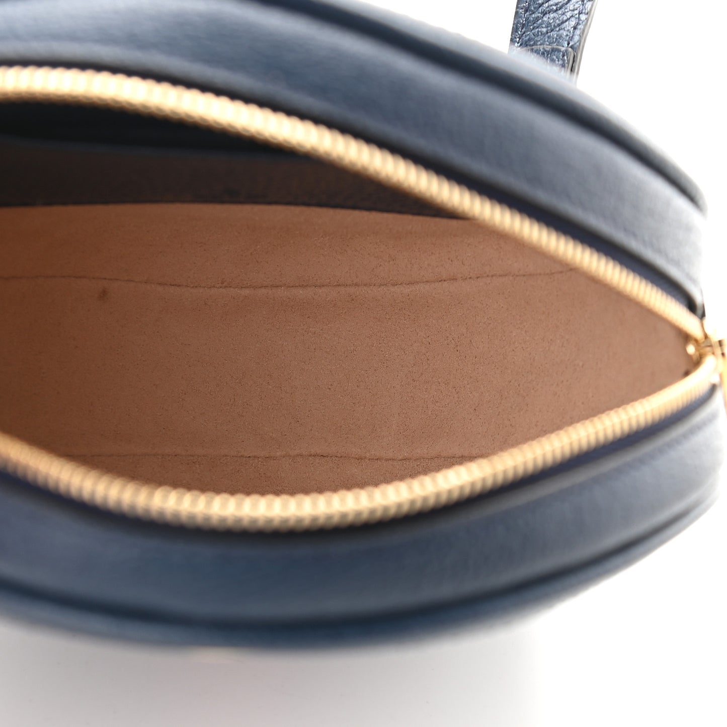 Textured Calfskin Web Mini Ophidia Round Backpack Blue Agata