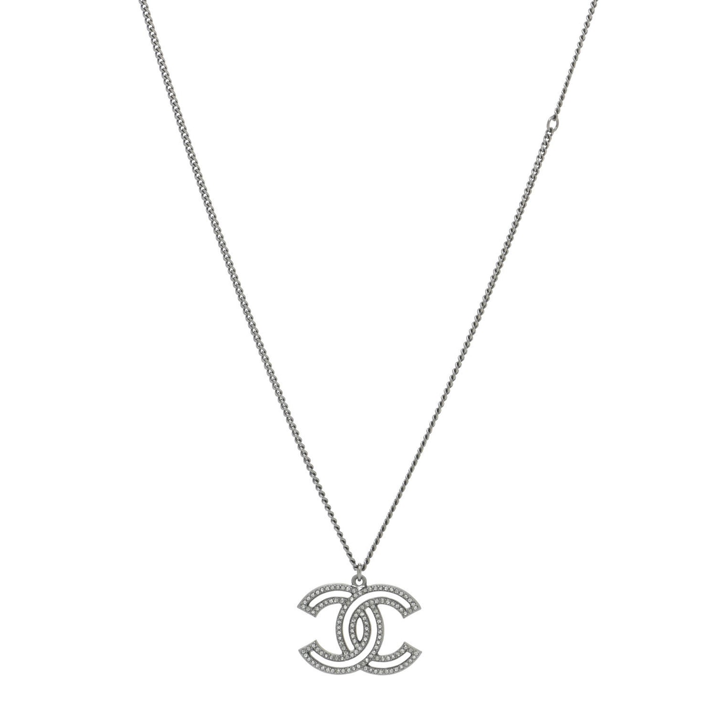 Crystal CC Necklace Ruthenium