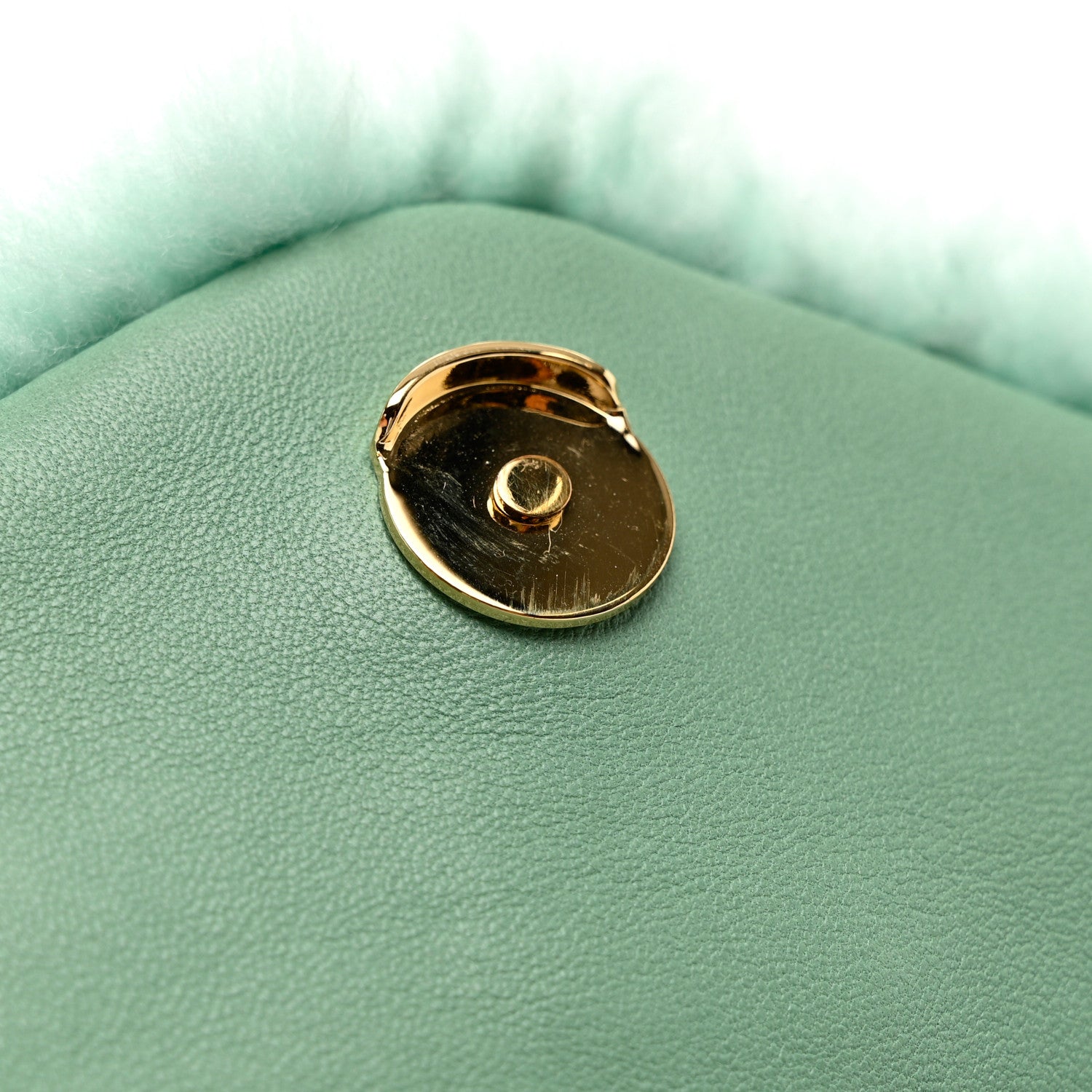 Saint Laurent Shearling Quilted Monogram Loulou Puffer Pouch Clutch Iced Mint 11 of 11