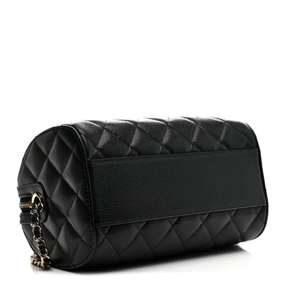 Chanel Caviar Quilted Barrel Clutch With Chain Black 4 of 11