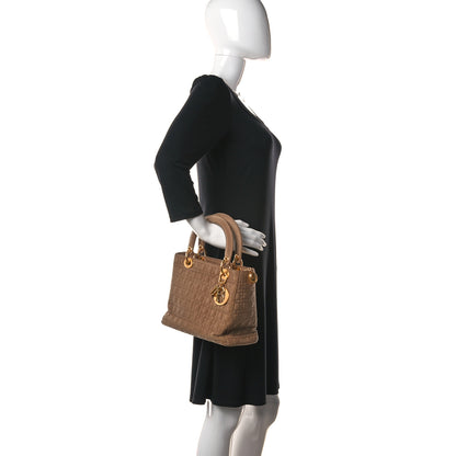 Christian Dior Nylon Cannage Large Lady Dior Tan 2 of 14
