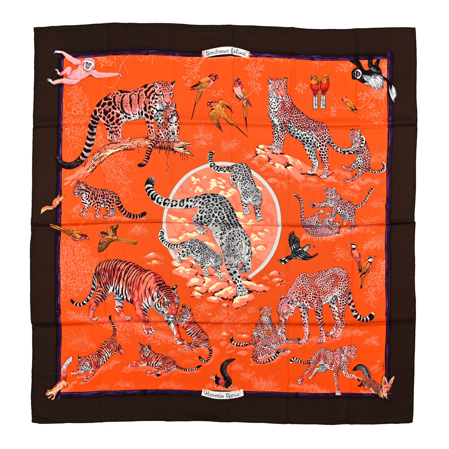 Hermes Cashmere Silk Tendresse Feline Shawl 140 1 of 6