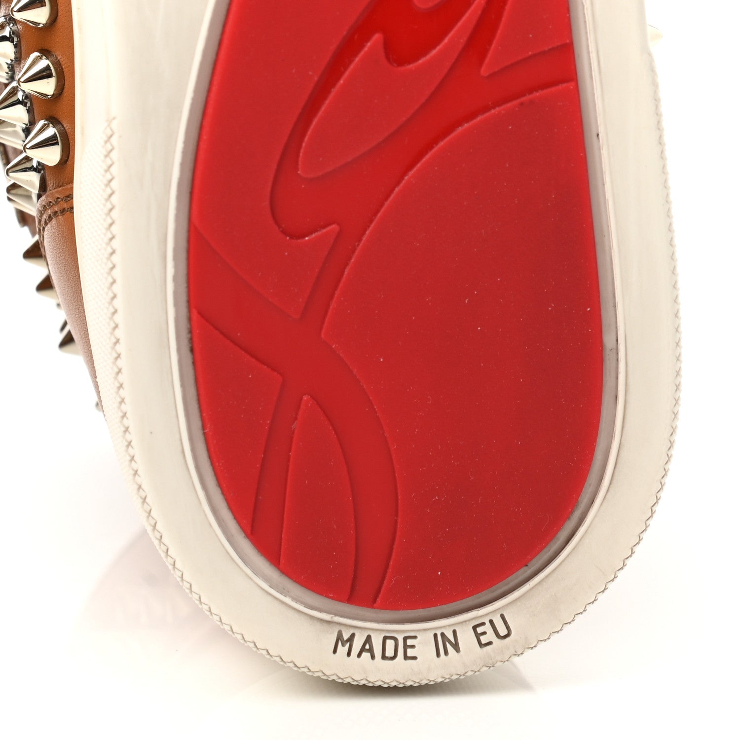 Christian Louboutin Calfskin Mens Lou Spikes Flat Sneakers 40 Brown 6 of 13