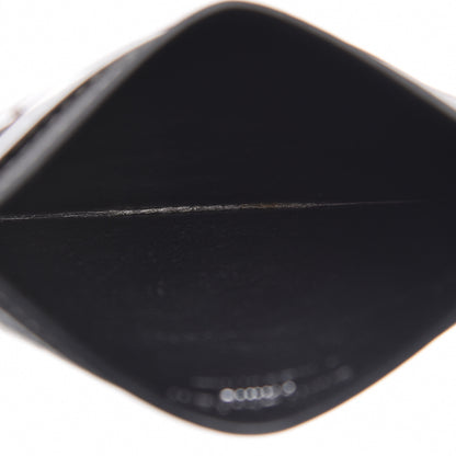 Saint Laurent Metallic Grain De Poudre Matelasse Chevron Monogram Credit Card Case Argento 5 of 12