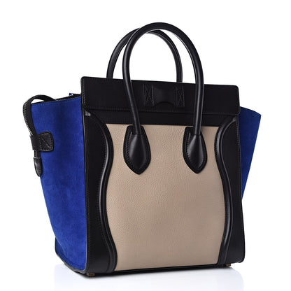 Celine Elephant Calfskin Suede Mini Tri-Color Luggage Sand 3 of 13