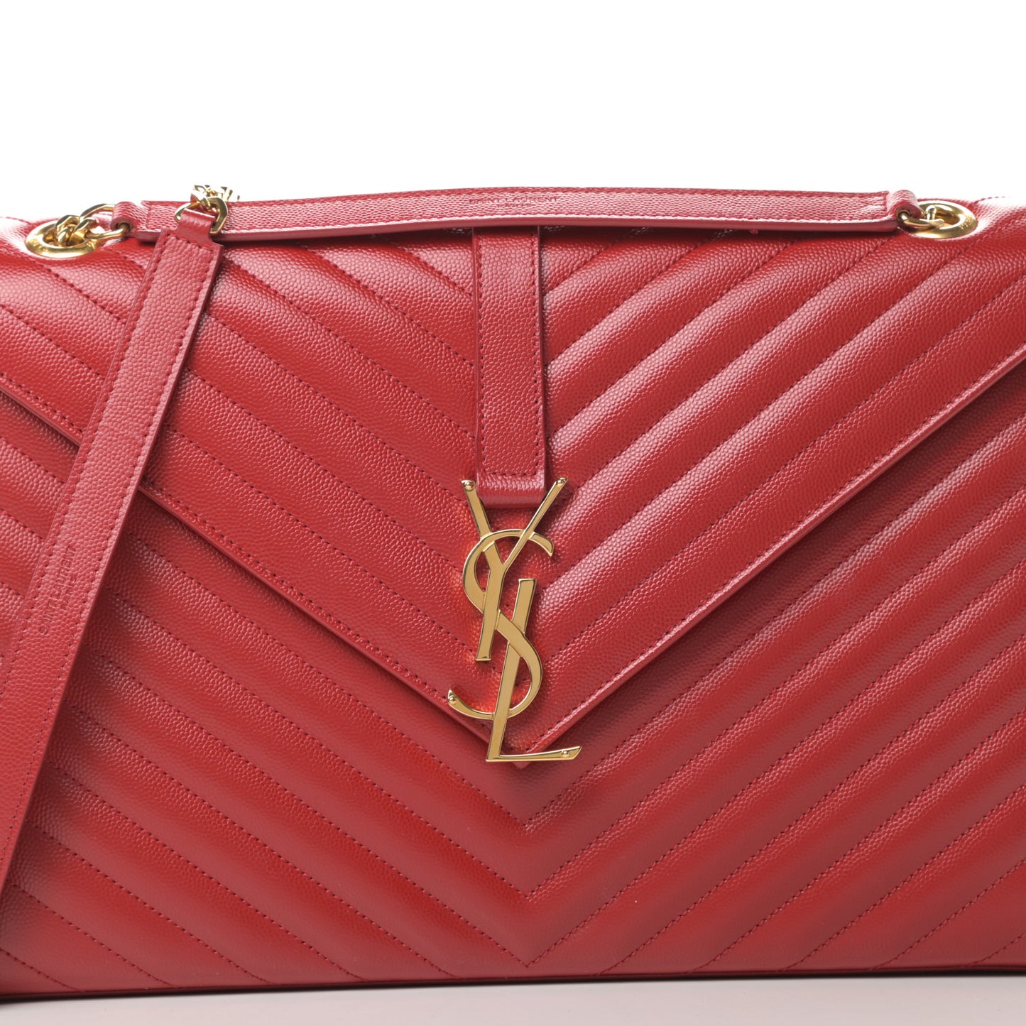 Grain De Poudre Matelasse Chevron Large Monogram Satchel Lipstick Red