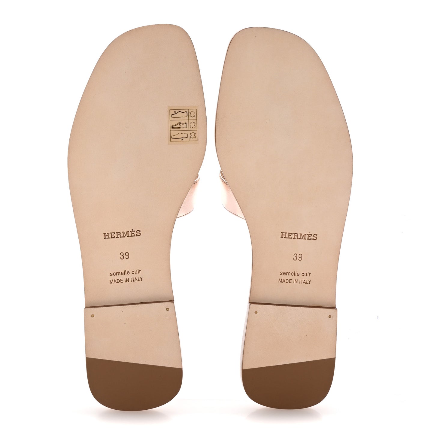 Metallic Calfskin Oran Sandals 39 Rose Dore
