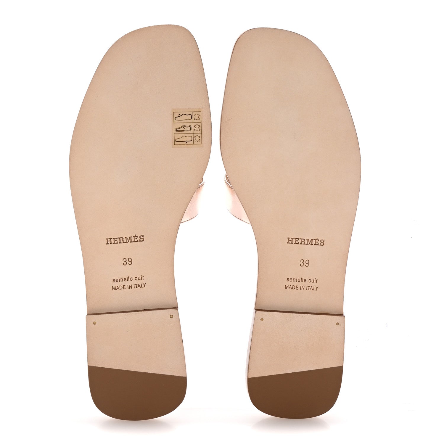 Hermes Metallic Calfskin Oran Sandals 39 Rose Dore 6 of 10