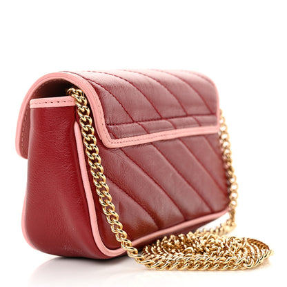 Gucci Azalea Calfskin Enamel Matelasse Diagonal Super Mini Torchon GG Marmont Shoulder Bag New Cherry Red Wild Rose 3 of 13
