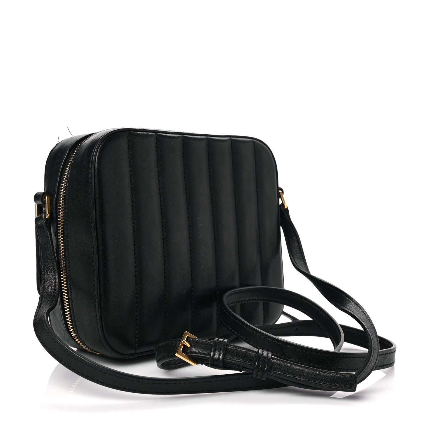 Lambskin Matelasse Monogram Vicky Camera Bag Black