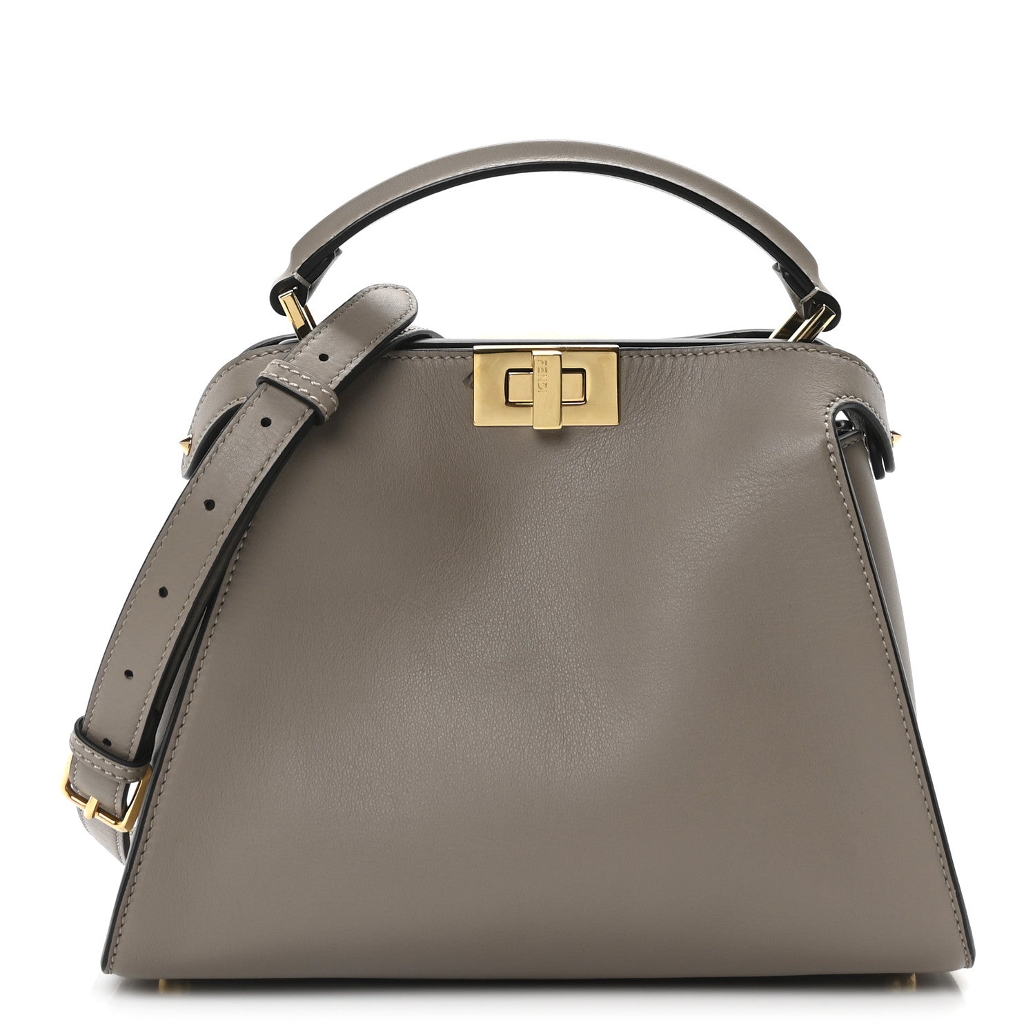 Fendi Vitello Tahiti Burro Medium Peekaboo Iconic Essentially Satchel Tortora Black 1 of 9
