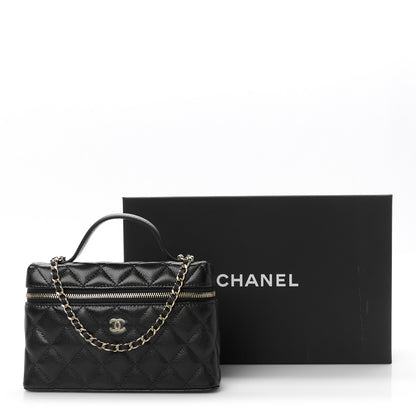 Chanel Caviar Quilted Top Handle Slim Vanity With Chain Black 10 of 10