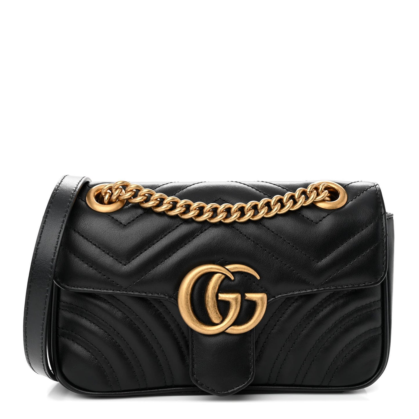 Calfskin Matelasse Mini GG Marmont Shoulder Bag Black