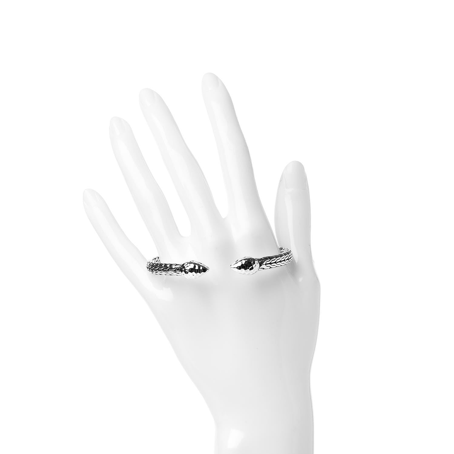 John Hardy Sterling Silver 5.5mm Classic Chain Hammered Flex Cuff Bracelet 2 of 5