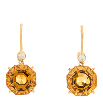 Tiffany 18K Yellow Gold Diamond Citrine Sparklers Drop Earrings 1 of 8