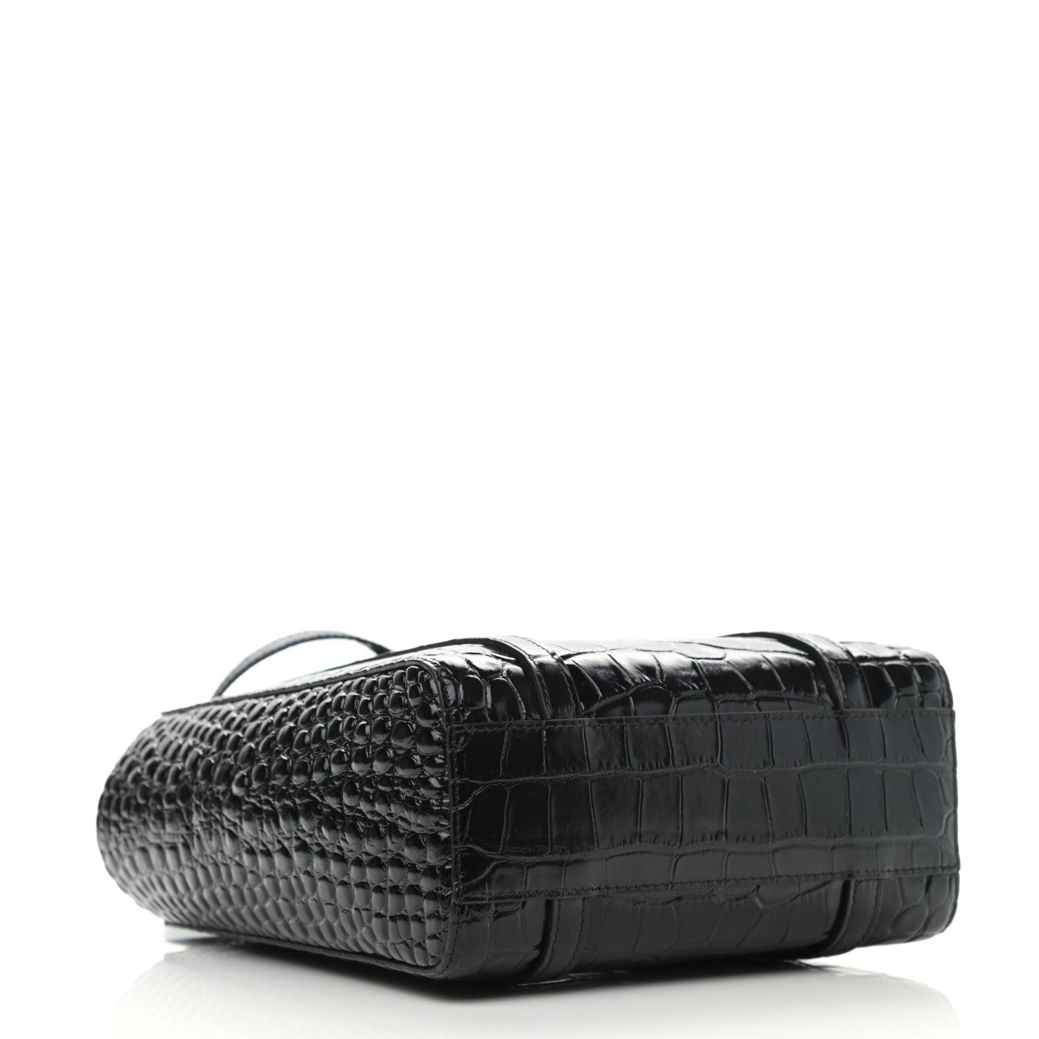 Balenciaga Shiny Calfskin Logo Crocodile Embossed XXS Everyday Tote Black 4 of 9