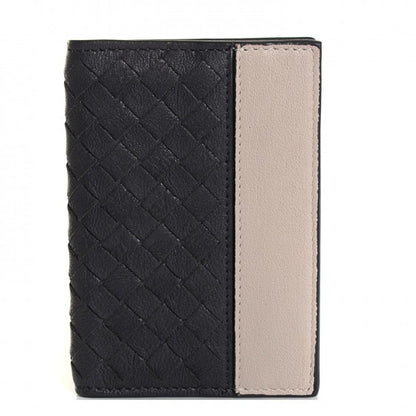 Bottega Veneta Washed Lambskin Intrecciato Bi-Color Card Case Medium Grey Mist 1 of 16