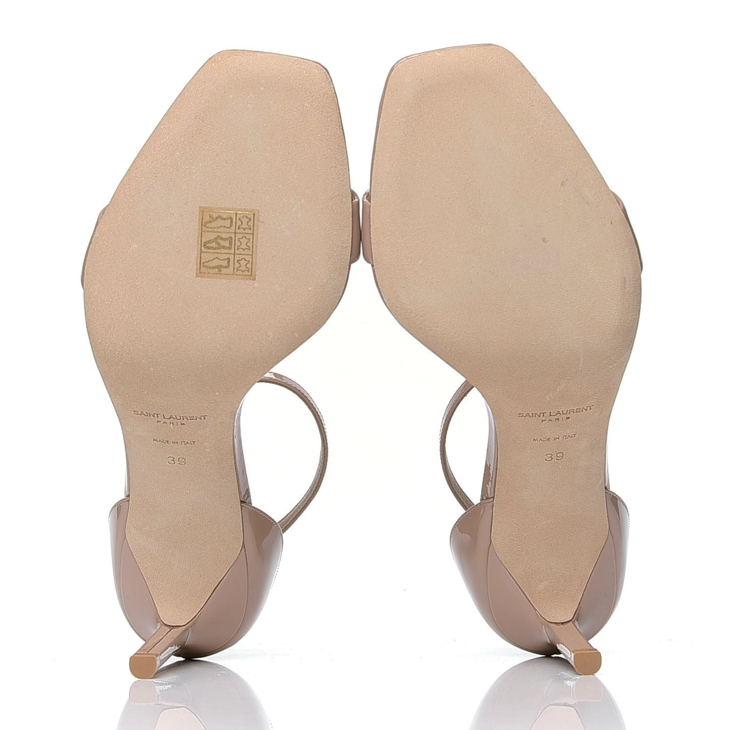 Patent Calfskin Amber 105 Ankle Strap Sandals 39 Beige