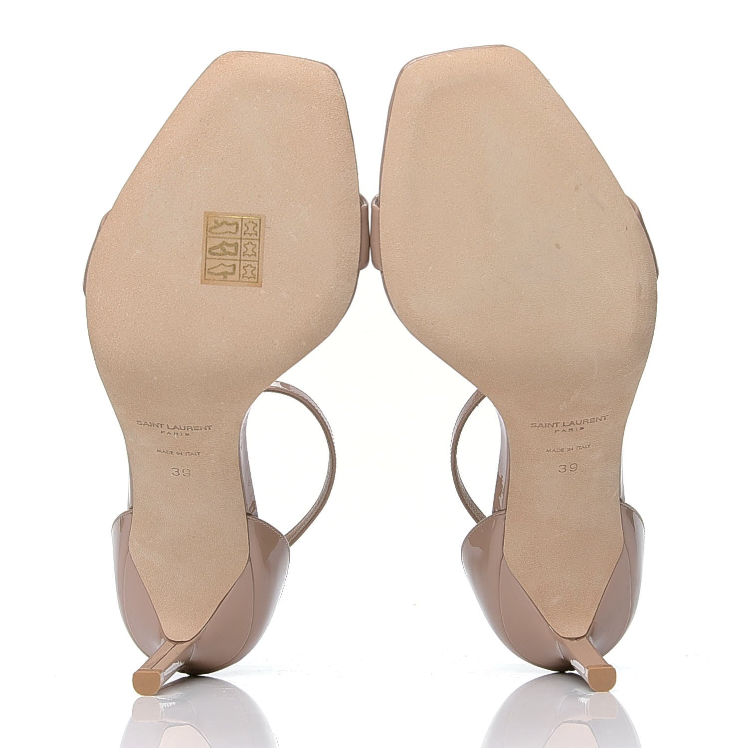 Saint Laurent Patent Calfskin Amber 105 Ankle Strap Sandals 39 Beige 4 of 5
