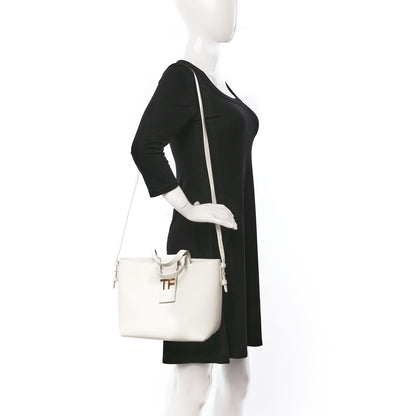 Tom Ford Grained Calfskin Mini TF East West Tote White 2 of 9
