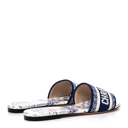 Christian Dior Canvas Soleil Embroidered Dway Mules Slide Sandals 37 Deep Blue 5 of 11