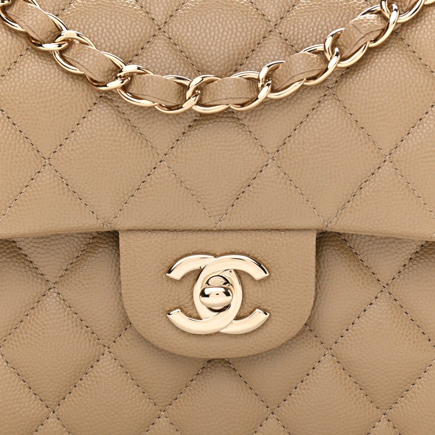 Caviar Quilted Small Double Flap Dark Beige