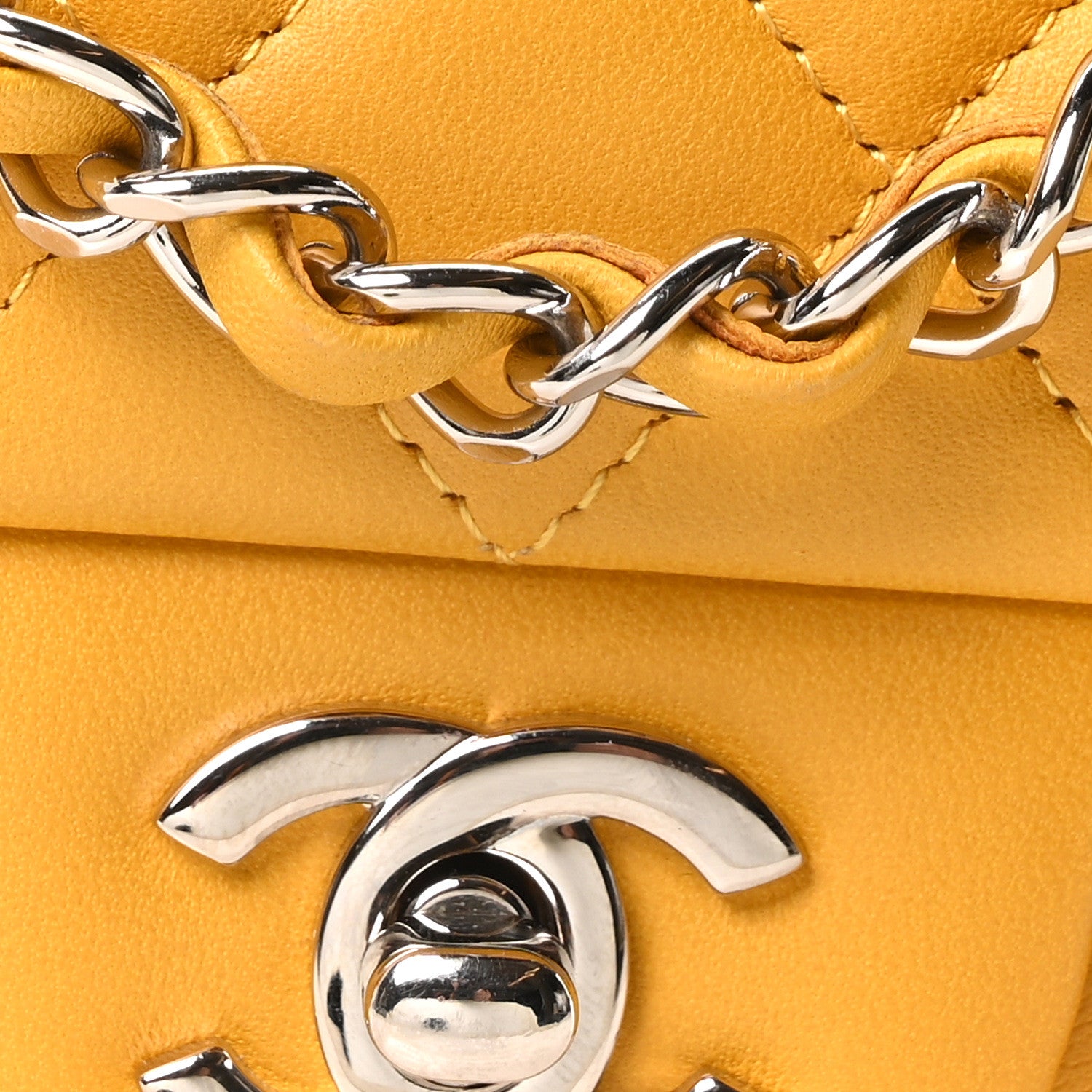 Chanel Lambskin Quilted Mini Rectangular Flap Yellow 8 of 10