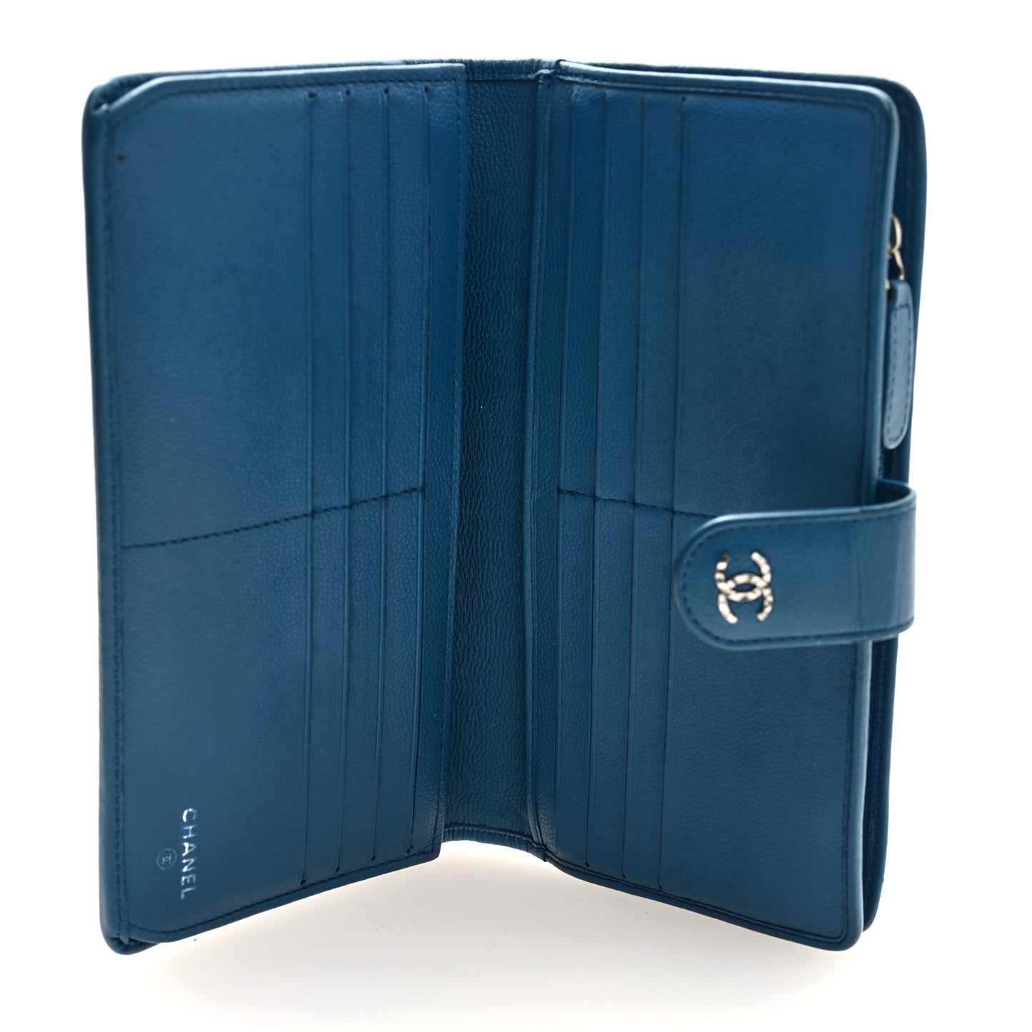 Caviar Sevruga CC Long Flap French Wallet Blue