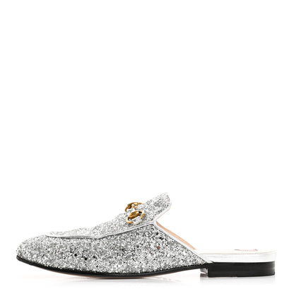 Gucci Glitter Womens Princetown Slippers 36.5 Silver 1 of 9