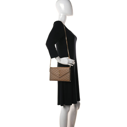 Saint Laurent Grain De Poudre Matelasse Chevron Cassandre Chain Wallet Cork 2 of 12