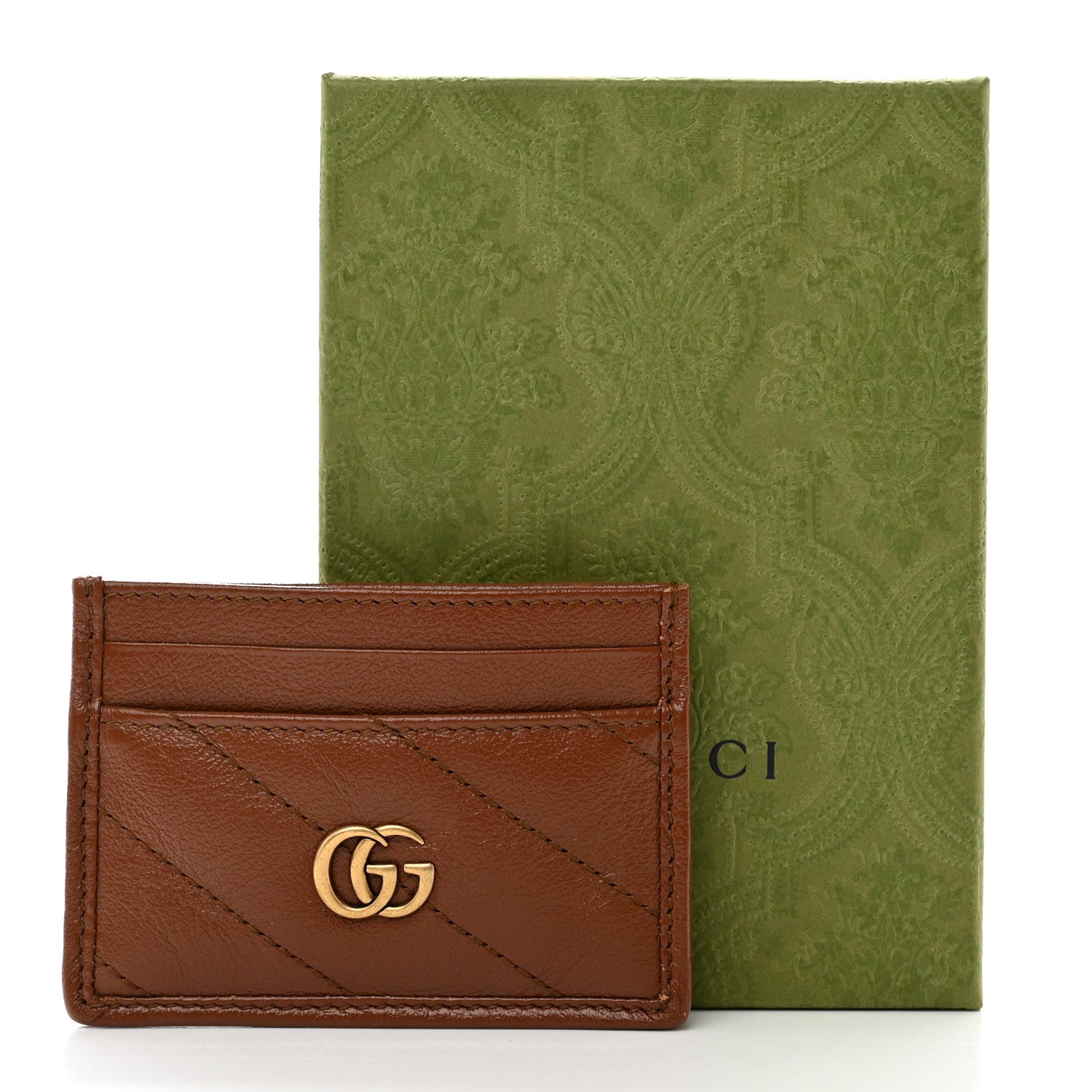 Gucci Azalea Calfskin Matelasse Diagonal GG Marmont Card Holder Cuir 7 of 7