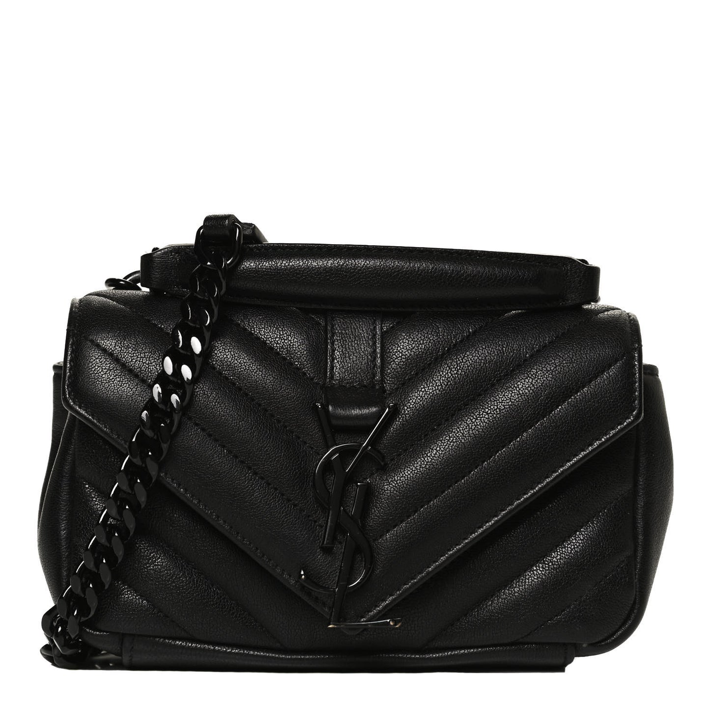 Sheepskin Matelasse Chevron Monogram Classic Baby Chain Bag Black