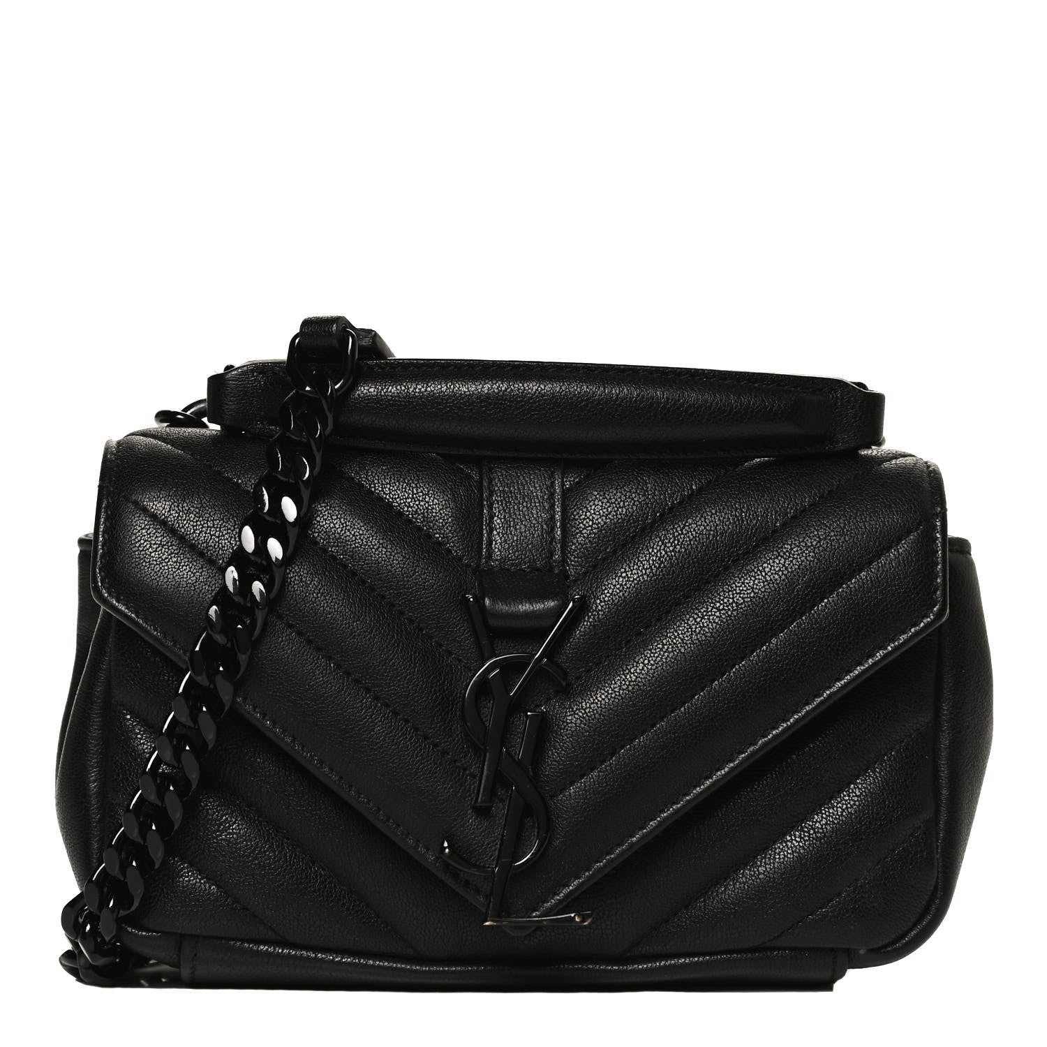 Saint Laurent Sheepskin Matelasse Chevron Monogram Classic Baby Chain Bag Black 1 of 13