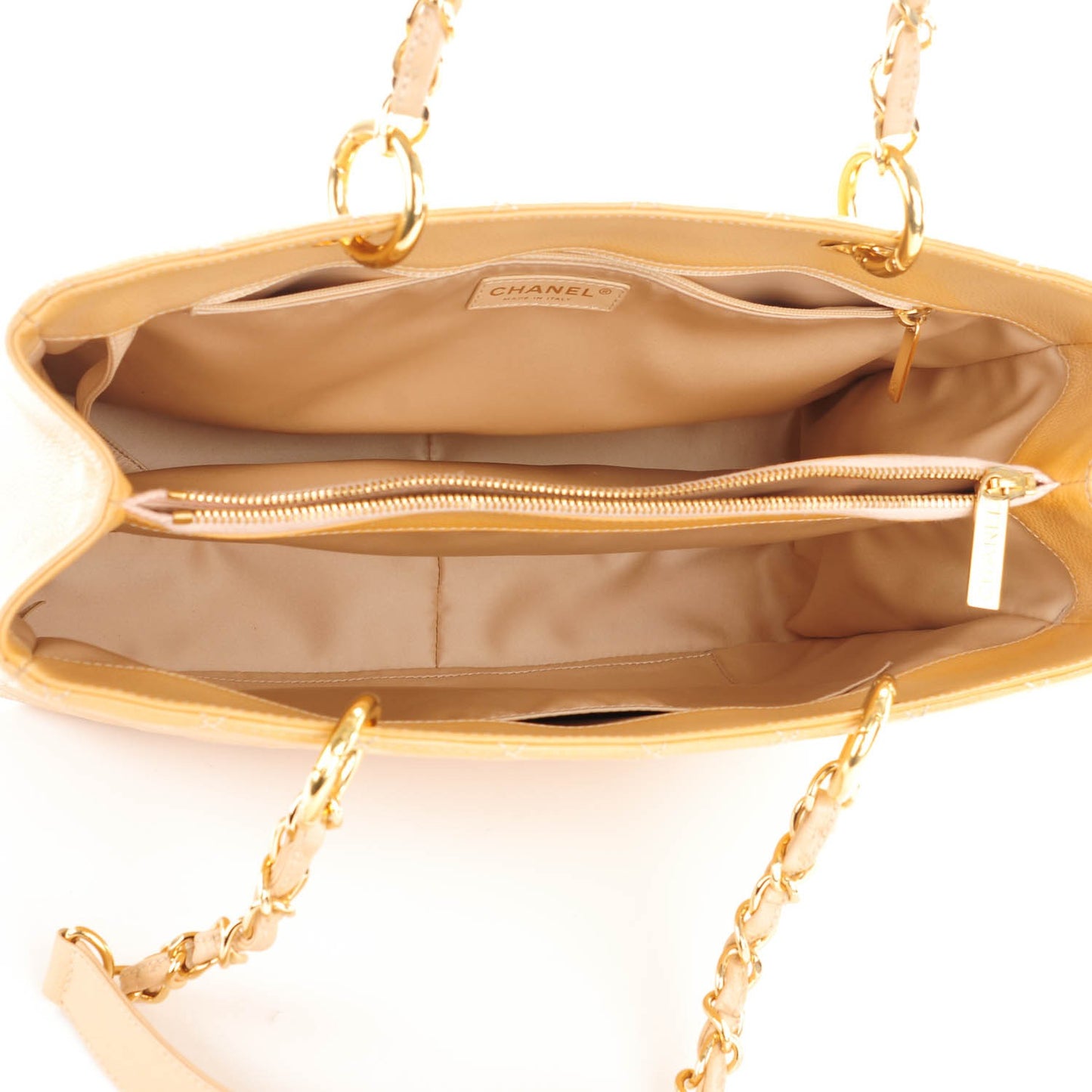 Caviar Quilted Grand Shopping Tote GST Beige Clair