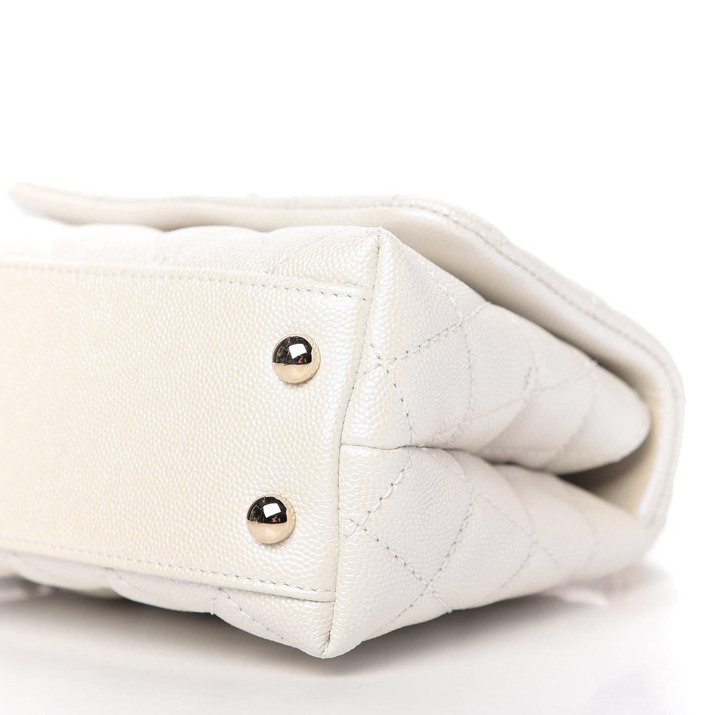 Iridescent Caviar Quilted Extra Mini Coco Handle Flap Ivory