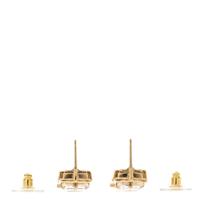 Chanel Crystal Tweed CC Drop Earrings Pink Gold 3 of 5