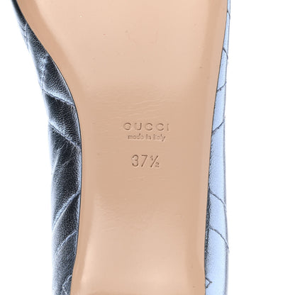 Gucci Metallic Nappa Trapuntata Tiger Head Ballerina Flats 37.5 Cielo 7 of 10