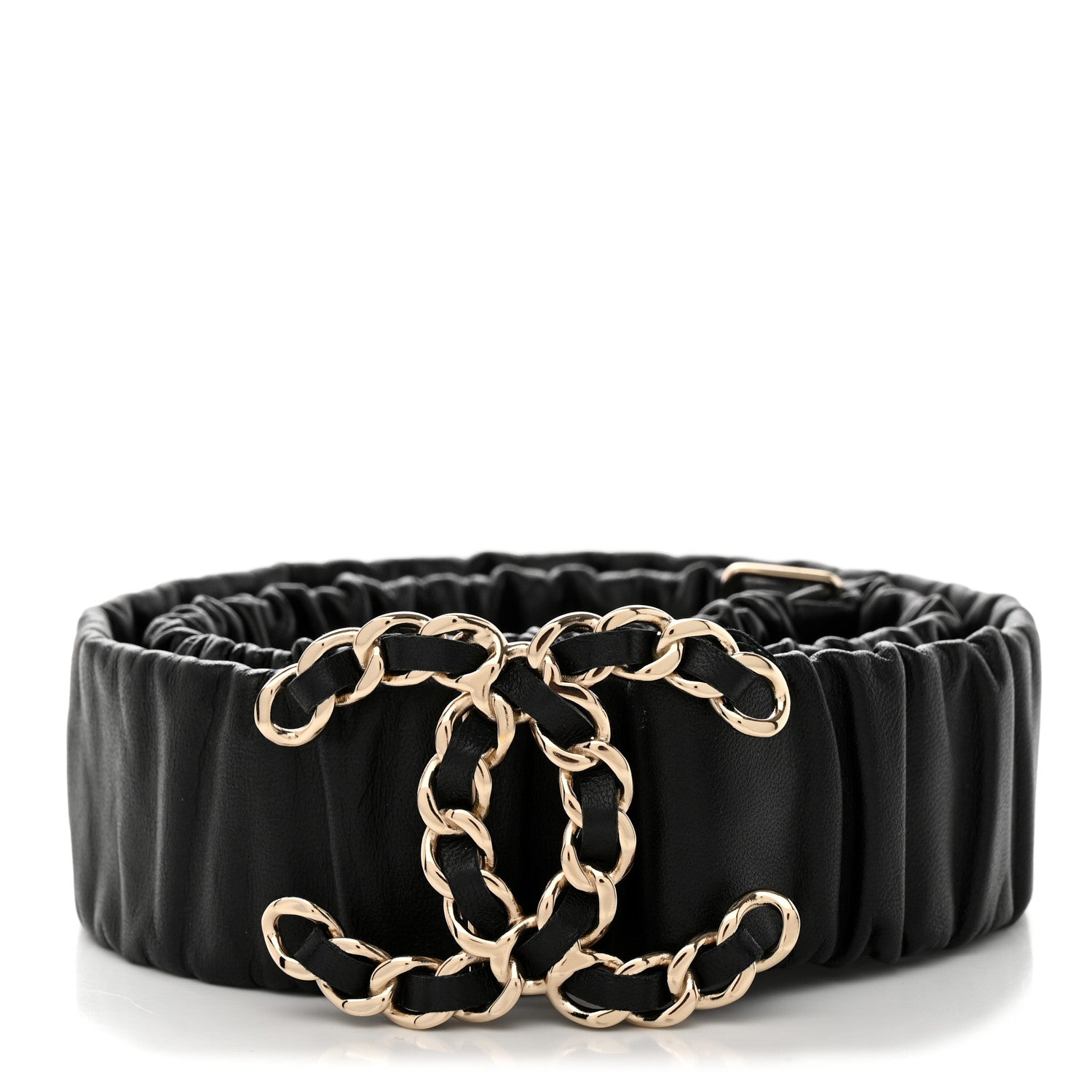 Chanel Lambskin Ruched Chain CC Belt 80 32 Black 1 of 5