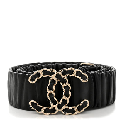 Chanel Lambskin Ruched Chain CC Belt 80 32 Black 1 of 5