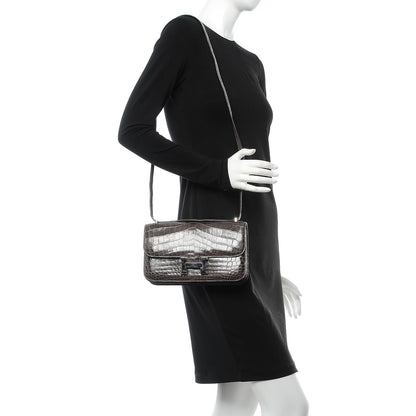 Hermes Shiny Niloticus Crocodile Constance Elan 25 Chocolate 2 of 9
