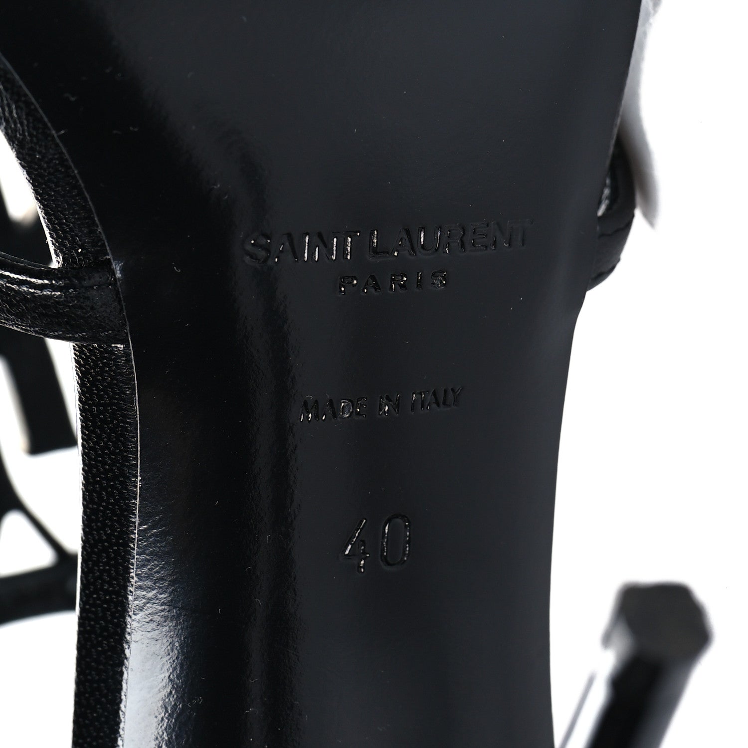 Saint Laurent Patent Calfskin Cassandra 110 Sandals 40 Black Gold 8 of 10