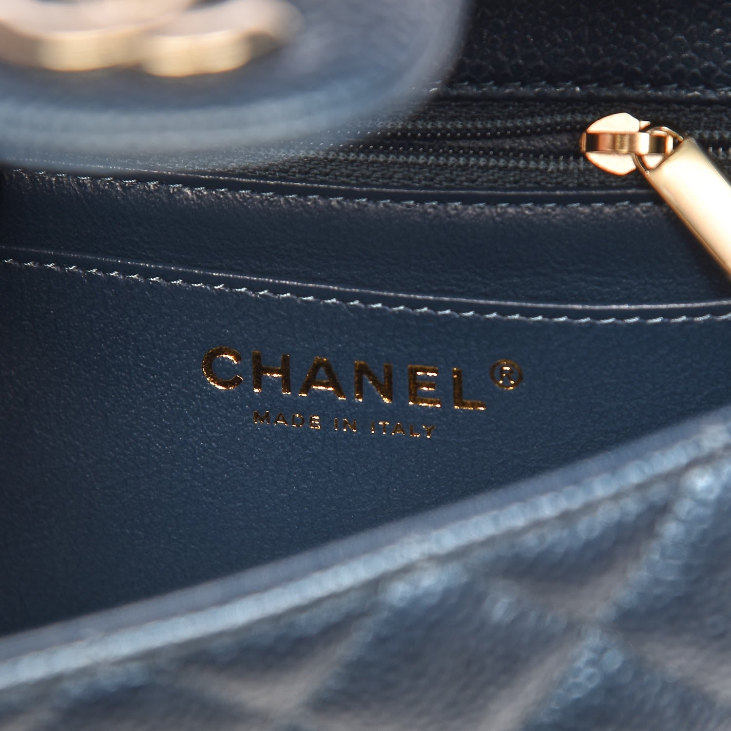 Chanel Metallic Caviar Quilted Mini Rectangular Flap Dark Blue 6 of 9