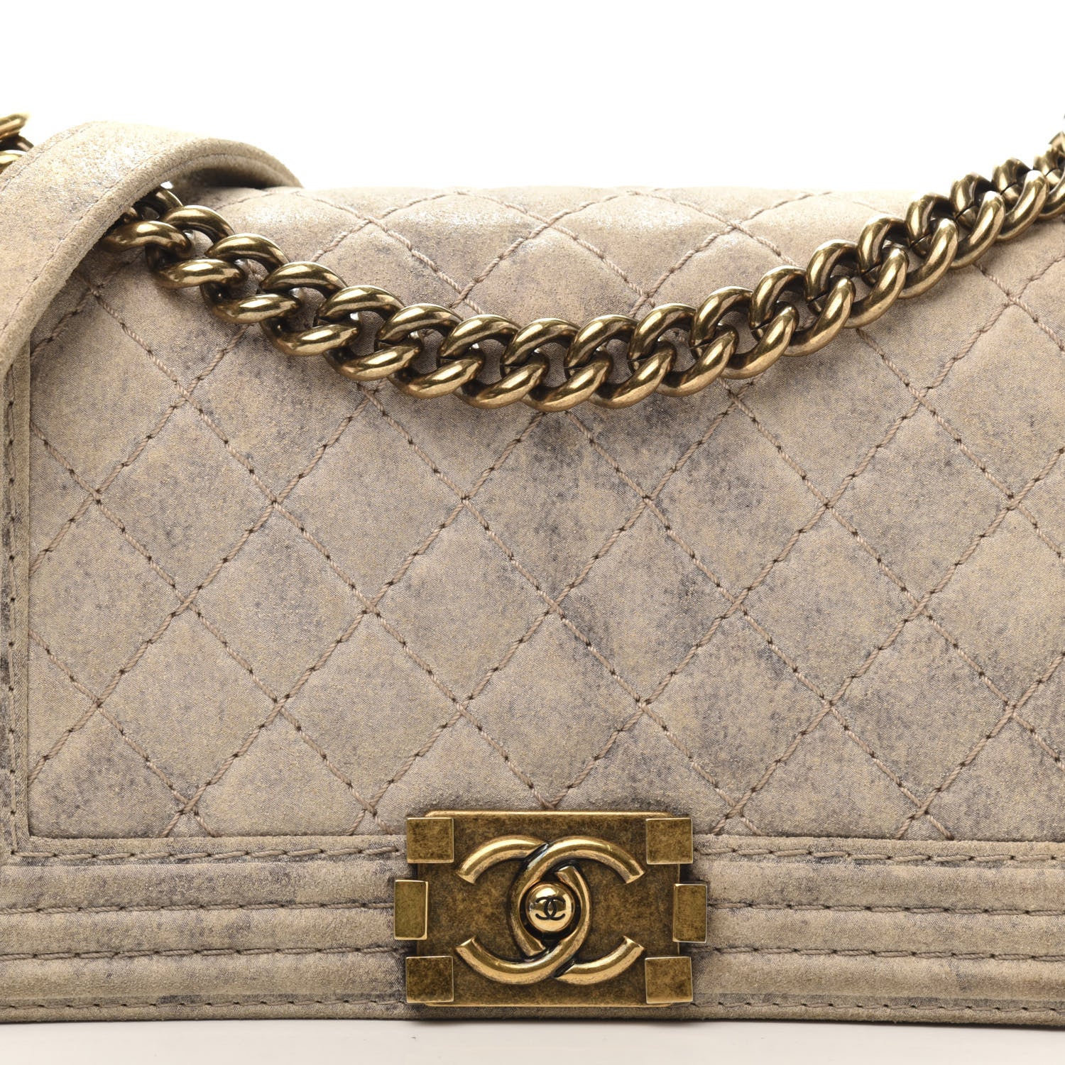 Chanel Iridescent Calfskin Quilted Medium Boy Flap Beige 10 of 10