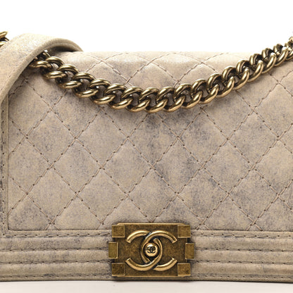 Chanel Iridescent Calfskin Quilted Medium Boy Flap Beige 10 of 10