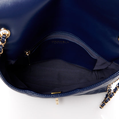 Chanel Lambskin Enamel Quilted Chain Frame Flap Navy 5 of 11
