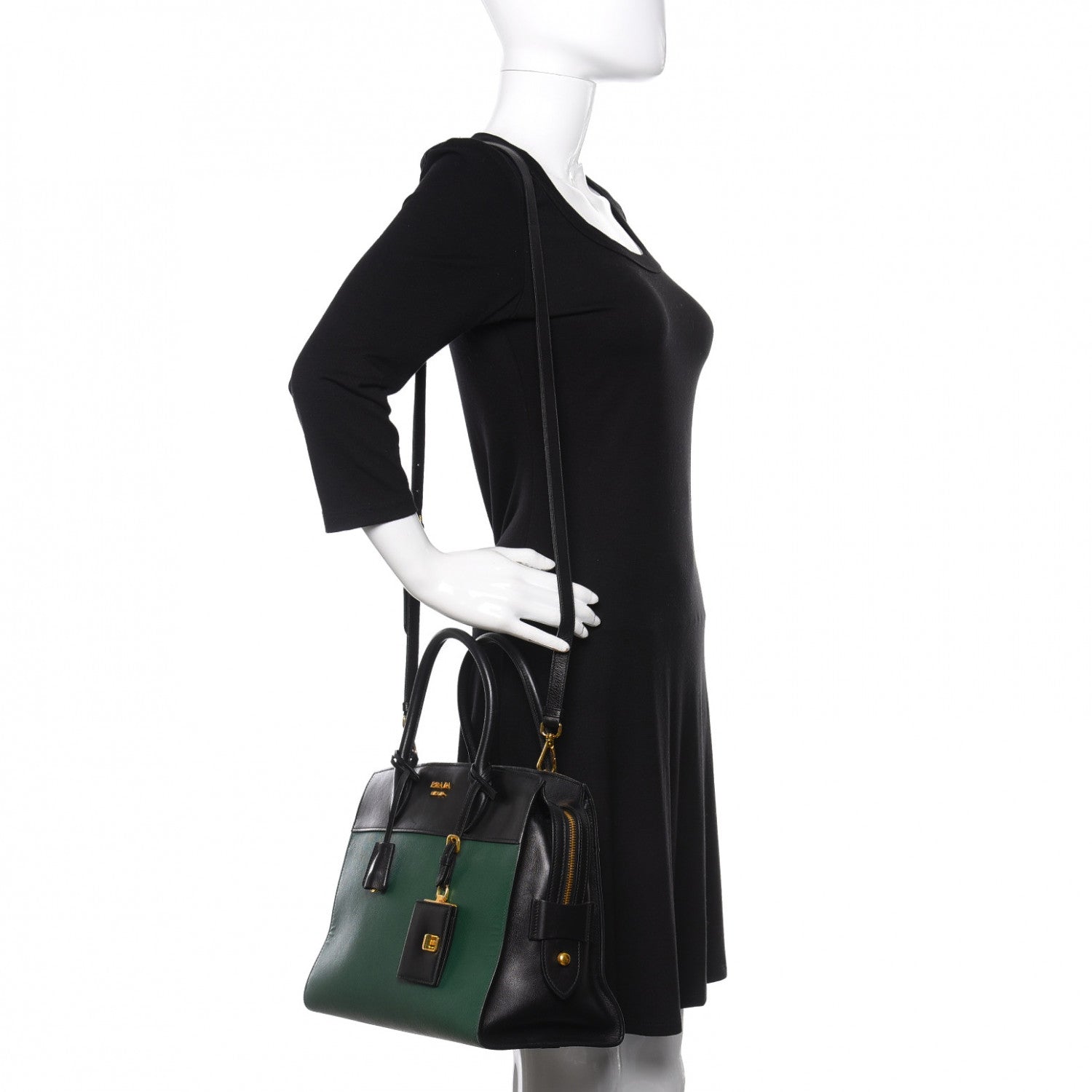Prada Saffiano City Calf Medium Esplanade Tote Biliardo Black 3 of 15