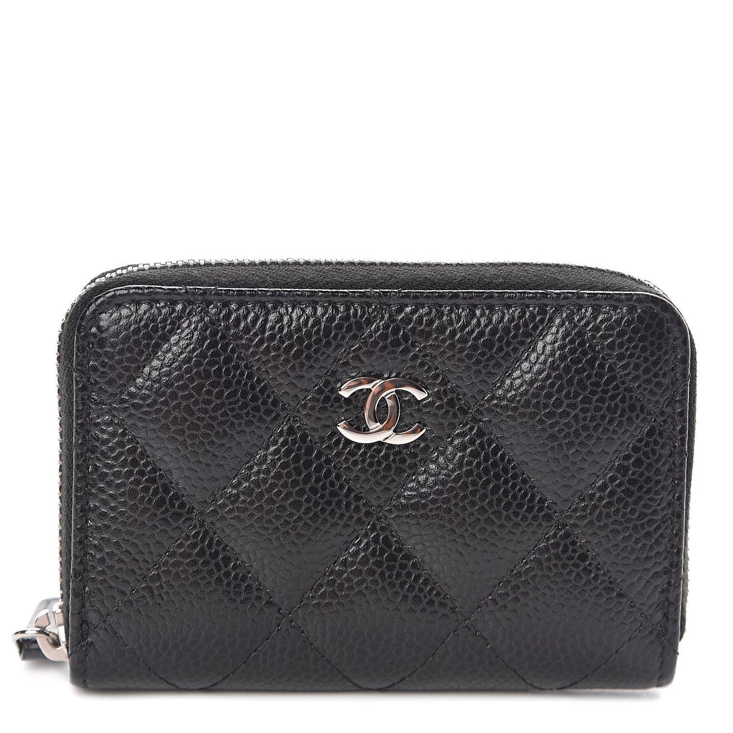 Caviar Quilted Zip Coin Purse Black