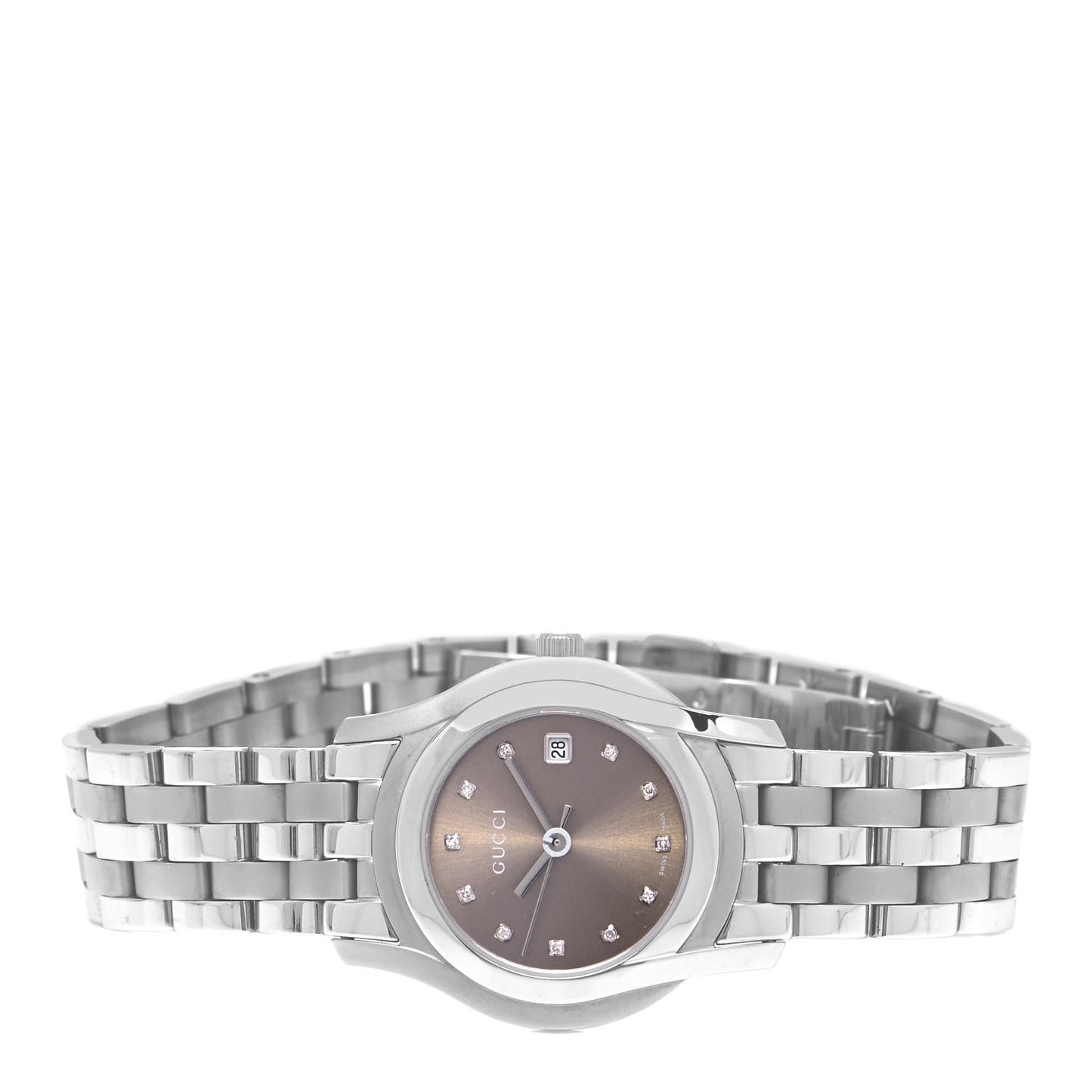 Stainless Steel Diamond 27mm 5500L Quartz Watch Brown