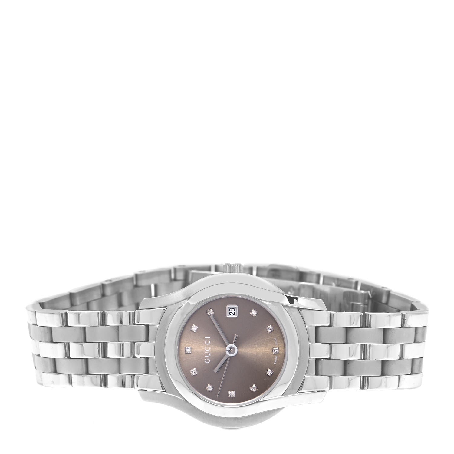 Gucci Stainless Steel Diamond 27mm 5500L Quartz Watch Brown 2 of 4